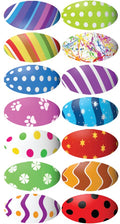 ChromaLabel 1x2 inch oval Easter egg label seals, imprinted, in a pack of 112, featuring colorful designs for holiday crafts.