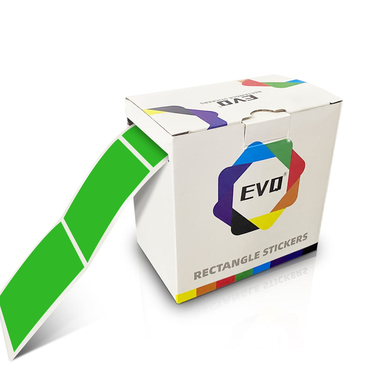 EVQ Green Rectangle Sticker 3 x 2 Inch Colored Vinyl Label Roll 300 PCS