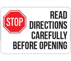 ChromaLabel 2x3 inch all-purpose color-code rectangle stickers with "Stop Read Directions" text, 250 per roll.