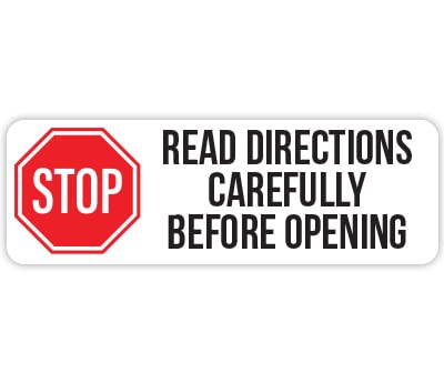 ChromaLabel 1x3 inch all-purpose color-code rectangle stickers with "Stop Read Directions" message, 250 per roll.