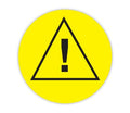 ChromaLabel 2-inch yellow round universal warning labels for all-purpose use, shown in a pack of 100.