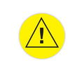 Yellow ChromaLabel 1-inch round warning labels with universal color code, pack of 500, for all-purpose safety marking.