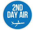 Blue ChromaLabel 2-inch round shipping and handling label with color code for 2nd Day Air, 100-pack for shipping.