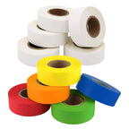 ChromaLabel 3/4 inch transparent color code labeling tape in white and multicolor, 10 rolls, 500 inches each for organization.