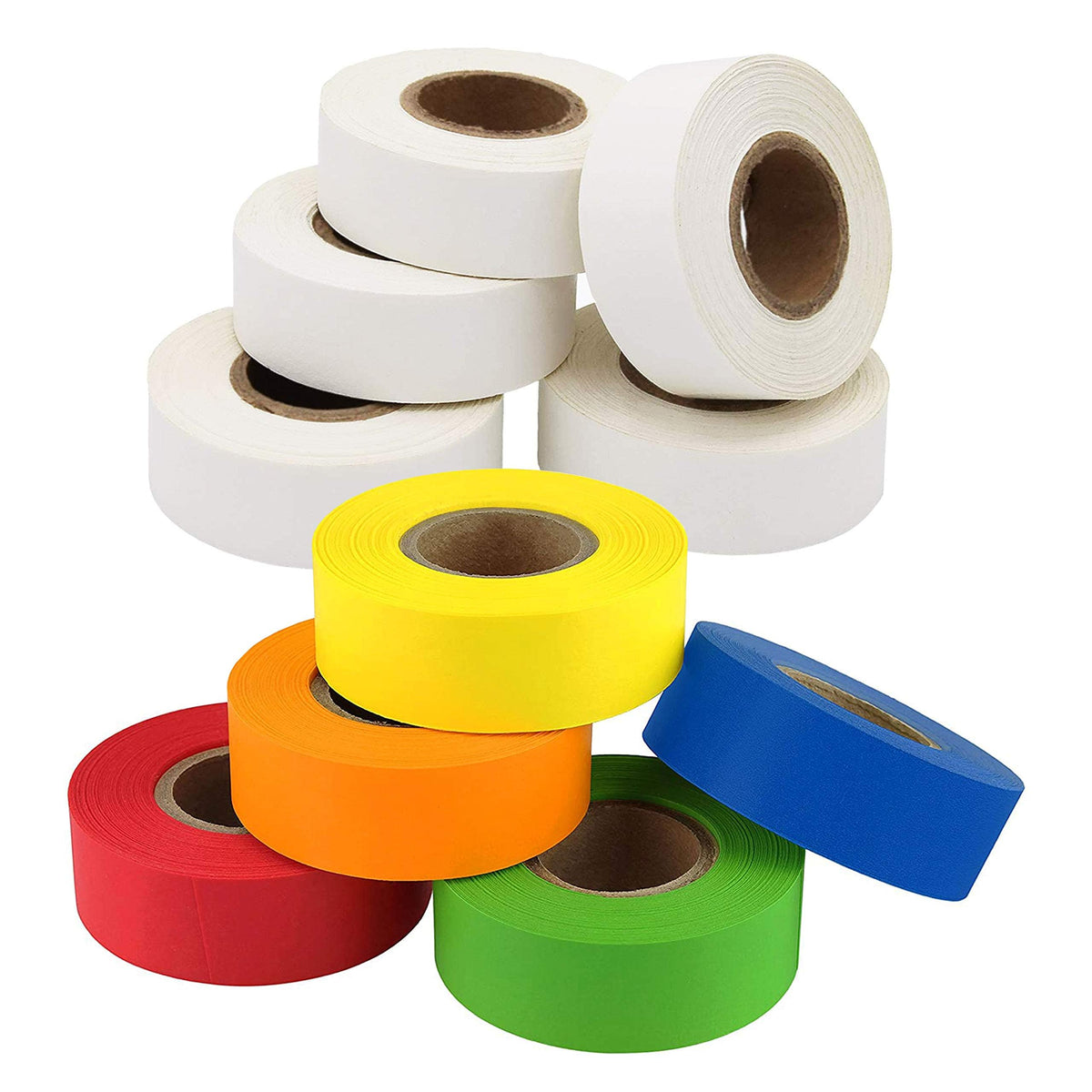ChromaLabel 3/4 inch transparent color code labeling tape in white and multicolor, 10 rolls, 500 inches each for organization.