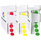 ChromaLabel 1/2 inch color-coding labels in green, red, and yellow dots, 3 boxes of 1000 labels each for organizational use.