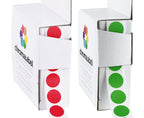 ChromaLabel 1/2 inch permanent color-coding labels with green and red dots, 2 boxes, 1000 labels per box, for organization and labeling.