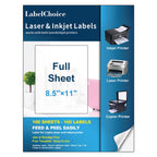 Full Sheet Shipping Labels 8.5 x 11 for Laser & Inkjet Printers, 100 Sheets 100 Labels Self Adhesive Full Sheet 8 1/2x11 Labels, Mailing Label Sheets for Printer, Full Page Shipping Labels 8.5"x11"-100 Labels