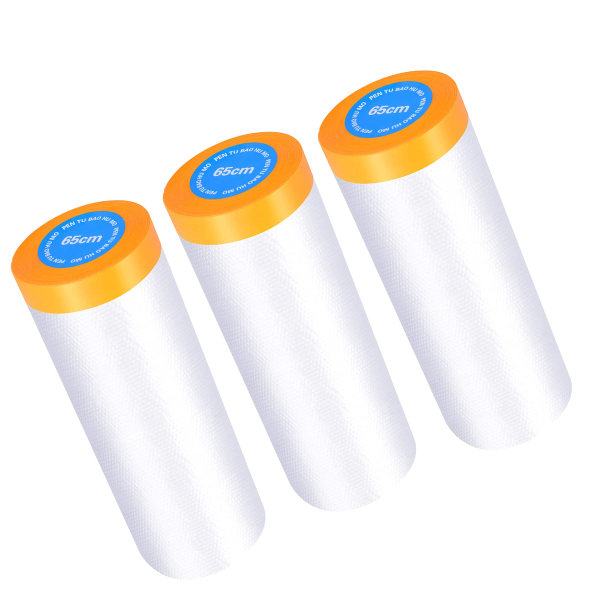 Muf 2 x 65 Feet Plastic Drop Cloth Plastic Sheeting with Masking Tape,Waterproof Protective Masking Film,Prevent Dust Paint for Car,Furniture,Carpet,Floor,3 Pack 3 2 × 65 feet
