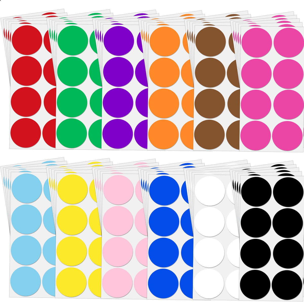 480 Pcs Round Color Coding Labels, 2 Inch Dot Stickers, 12 Colors