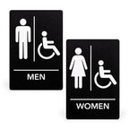 ExcelMark Restroom Sign for Business - ADA Compliant Braille Bathroom Sign with Double Sided Tape to Secure Perfectly in Less Than a Minute - Size 9 x 6 Inch (Men's & Women's Handicap Set) Men's & Women's Handicap Set