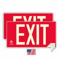 UL 924 Photoluminescent Exit Sign, Red, Pack of 2, Aluminum