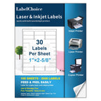 100 Sheets 3000 Pcs 30-up 1" x 2-5/8" Shipping Address FBA Labels for Laser & Inkjet Printers, 30 Up Labels 1 x 2-5/8 on US Letter,30 per Sheet Return Address Stickers, 30 per Page 1x2-5/8-100P