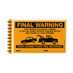 SmartSign Final Warning Parking Violation Stickers | Book of 50 Stickers with Liners, 5 x 8 inch, Vehicle Illegally Parked Sticker, Hard to Remove Write-On Tickets, Fluorescent Orange