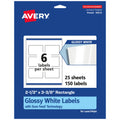 Avery® Glossy White Rectangle Labels, Sure Feed® Technology, 2-1/3" x 3-3/8", 150 Glossy White Labels, Print-to-The-Edge, Permanent Adhesive, Laser/Inkjet Printable 150 labels