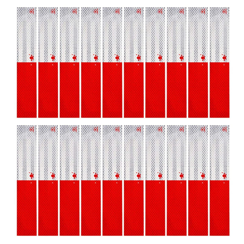 Reflective Tape, 2" × 12" × 20/30 Pack Red/White Self-Adhesive Outdoor Waterproof Safety Caution Warning Reflective Tape Trailer Reflector for Cars, Trucks, Trailers, Boats, Road Signs (20)