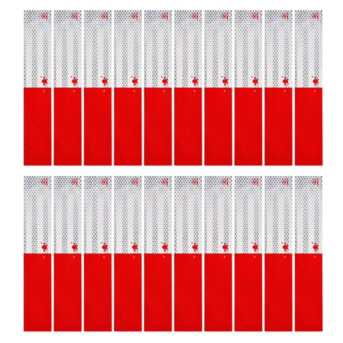 Reflective Tape, 2" × 12" × 20/30 Pack Red/White Self-Adhesive Outdoor Waterproof Safety Caution Warning Reflective Tape Trailer Reflector for Cars, Trucks, Trailers, Boats, Road Signs (20)