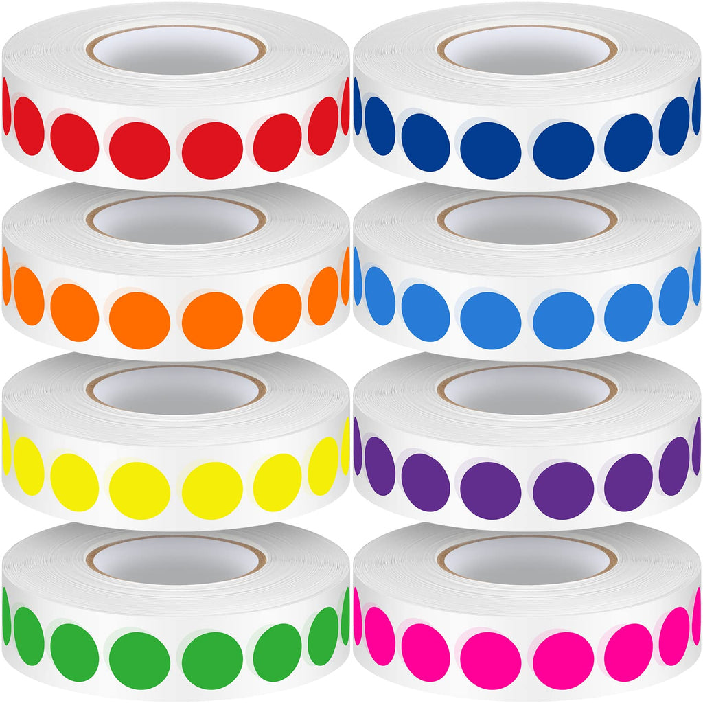 Gersoniel 16000 Pieces 1/2 Inch Dot Colored Stickers Roll 8 Colors