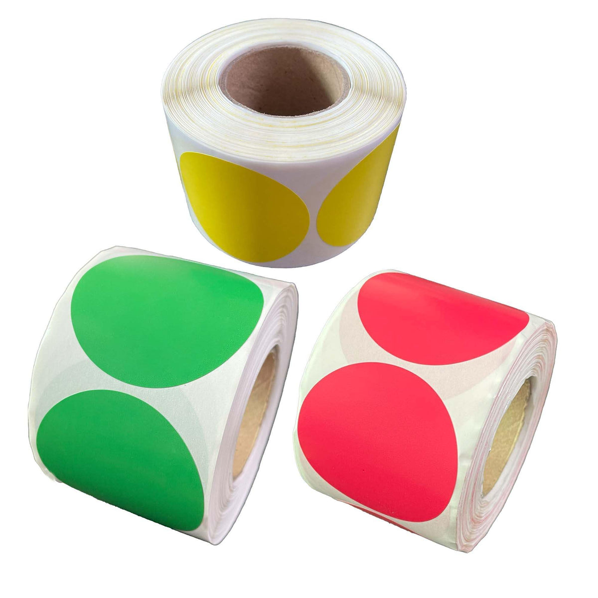 1500 Yellow, Green, Red 2 Inch Round Color Code Dot Stickers for Inventory Organization & File Classification - Blank Labels to Write On Need Carbon Ribbon/Yellow/Green/Red