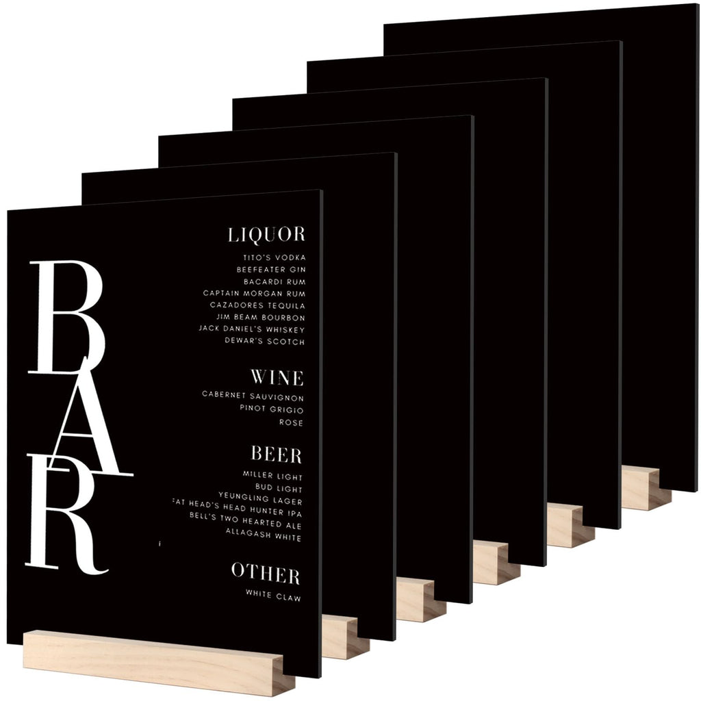 8x10 Inch Black Acrylic Sign with Holder- 6 Pack Blank Black Acrylic Sheets and Wood Stands, DIY Blank Signs for Wedding Party Reception (6 Pack 8 x10 Inch) 8 x10 Inch (6 pack)