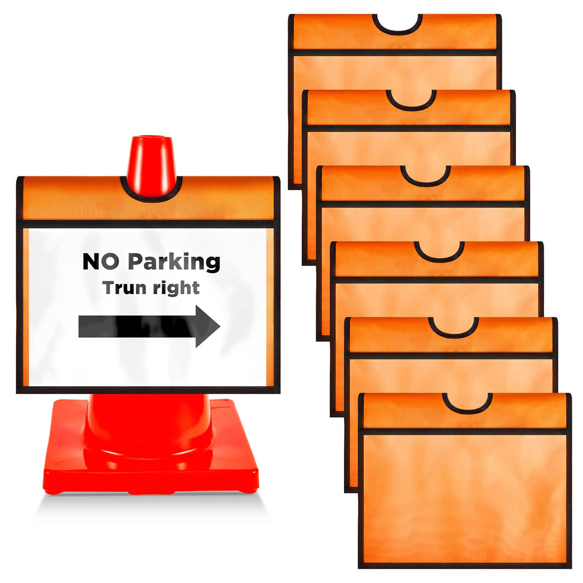 Fabbay Traffic Cone Sleeve, Traffic Cone Covers with Pockets, 6 Pieces