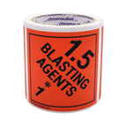 ChromaLabel 4x4 hazard label for class 1.5 blasting agents, durable square D.O.T. industrial label, 4-inch square, 100 per roll
