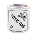 ChromaLabel 4x4 hazard label for toxic gas class 2, durable square D.O.T. industrial label on a roll, for safety and compliance.