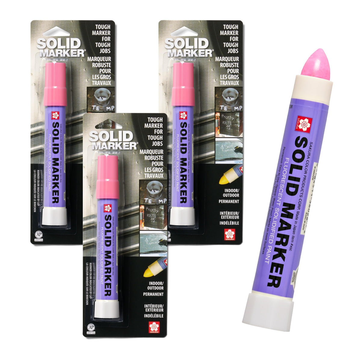 Sakura Solid Paint Markers, Non-Toxic, Fluorescent Pink, 3 Count