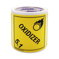 ChromaLabel 4x4 hazard label for oxidizers, durable square D.O.T. hazard class 5.1, 100 per roll, industrial safety labels