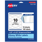 Avery® Glossy White Wraparound Band Labels, Sure Feed® Technology, 1.5" x 3.5", 100 Glossy White Labels, Print-to-the-Edge, Permanent Label Adhesive, Laser/Inkjet Printable Labels 100 labels