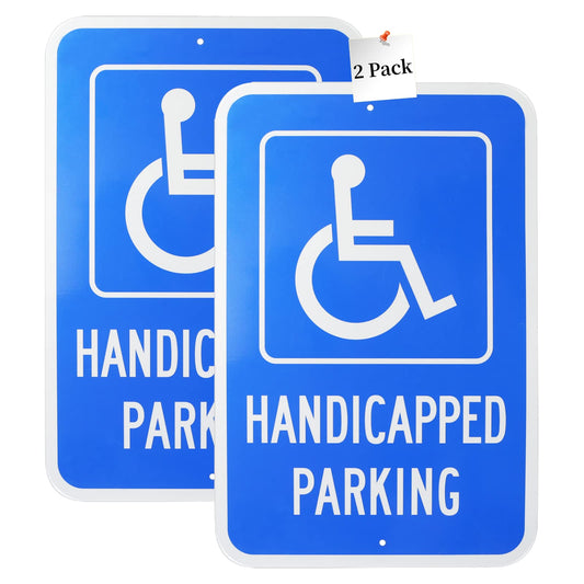 Handicap Parking Sign 2 Pack, Large 18"x12" Handicapped Sign for Parking Lot,Reserved Parking Sign,with Picture of Wheelchair Sign, Reflective Rust Free Aluminum,Waterproof,Easy to Mount