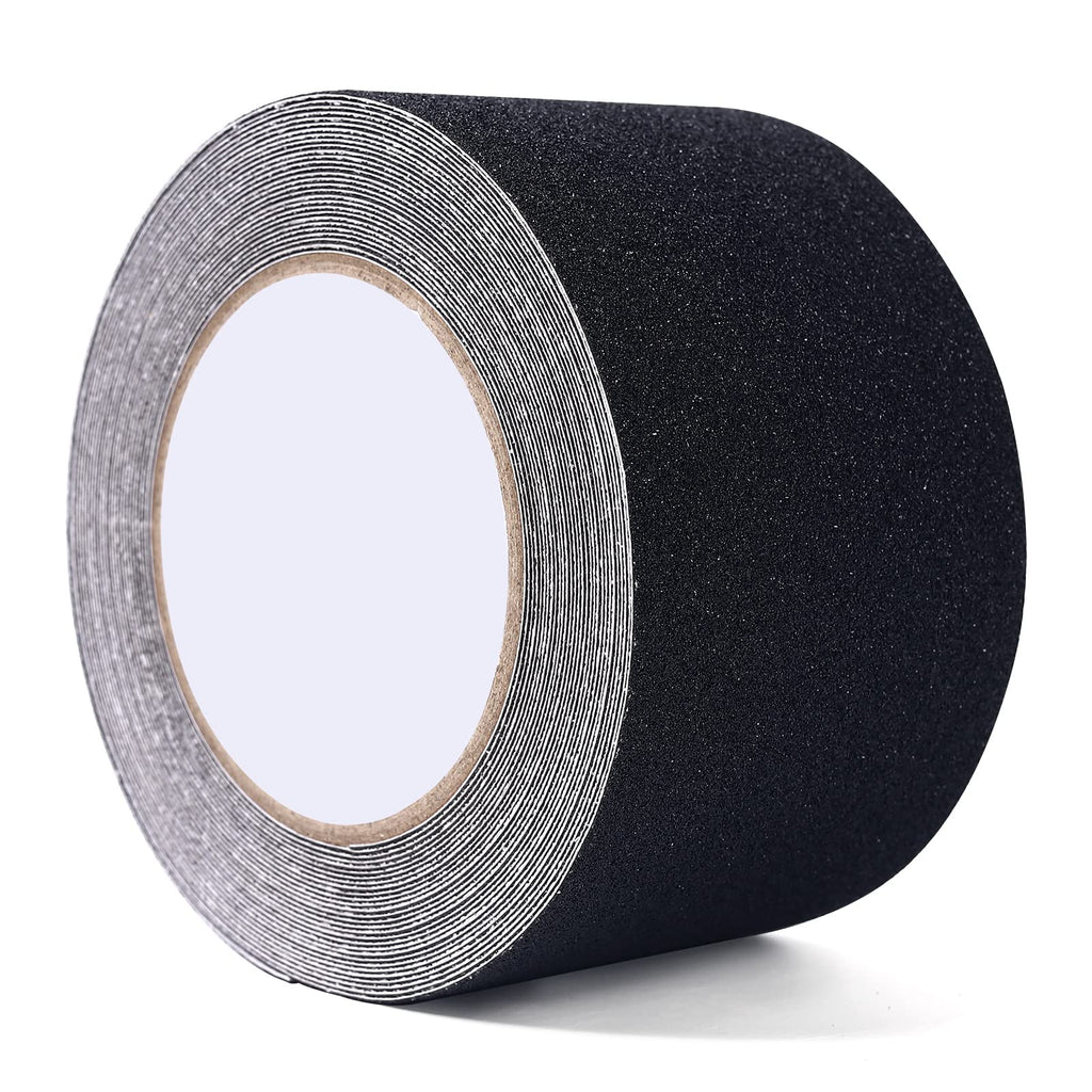 Grip Tape 3 Inch x 33 Ft, Heavy Duty Anti Slip Tape for Stairs, Strong Friction Non Skid Tape with Emery, Waterproof Grip Tape for Indoor, Outdoor, Step Treads, Black