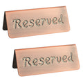 2 Pack Small Reserved Table Signs for Restaurants,Dinner Parties,Banquets,Events,Stainless Steel Table Tent Place Signs,10 Year’s Use,Etched Design,Double Sided View,4.7x1.9 In,(Vintage Red) Vintage Red