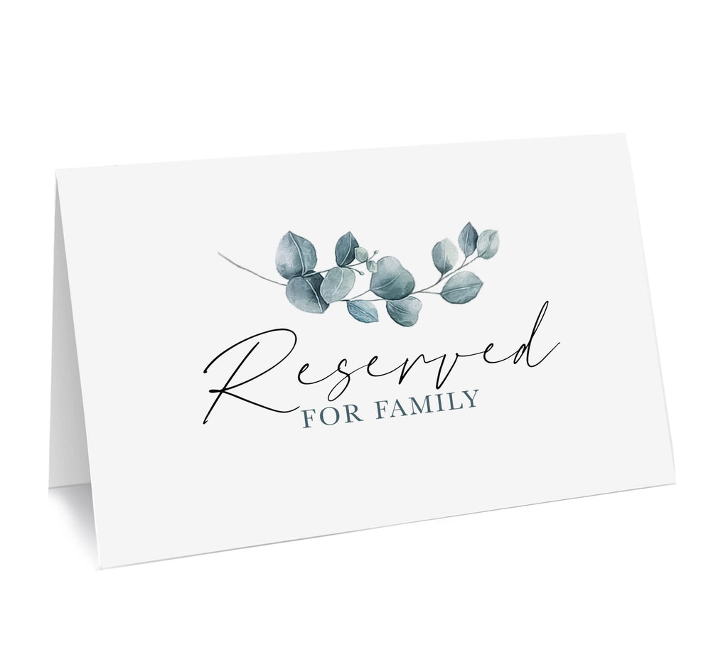 CLEVER SIGNS Reserved Table Signs, Pack of 25 Reserved Signs for Family, Reserved Signs for Weddings, Receptions, Christmas, 4x6 inches Reservation Cards for Tables, Greenery Watercolor Design