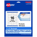 Avery Printable Durable White Rectangle Labels, Sure Feed Technology, 1" x 3", Print-to-the-Edge, Waterproof Labels, Laser & Pigment-Based Inkjet Compatible, 160 Total 160 labels