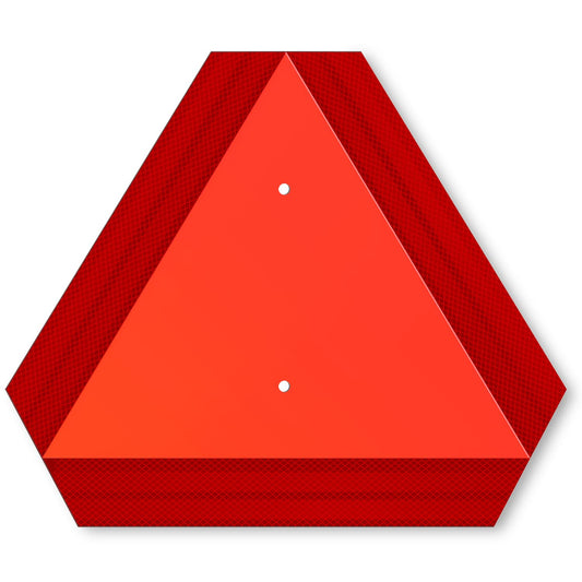 SWEETAPRIL Slow Moving Vehicle Sign, Rust Free Aluminum Slow Moving Vehicle Triangle Signs, 14"X16", 40-Mil Thick Diamond Grade Reflective For Golf Cart, For Golf Cart, Tractor, Utv, Safety Signs Orange-red one-pack