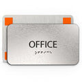 ADASigns Office Sign 7"x4" - Brushed Aluminum with Braille & Tape