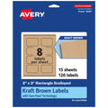 Avery® Kraft Brown Rectangle Scalloped Labels, Sure Feed® Technology, 2" x 3", 120 Kraft Brown Labels, Print-to-The-Edge, Laser/Inkjet Printable 120 labels