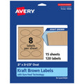 Avery® Kraft Brown Oval Labels, Sure Feed® Technology, 2" x 3-1/3", 120 Kraft Brown Labels, Print-to-The-Edge, Laser/Inkjet Printable 120 labels