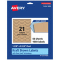 Avery® Kraft Brown Oval Labels, Sure Feed® Technology, 1-1/8" x 2-1/4", 1,050 Kraft Brown Labels, Print-to-The-Edge, Laser/Inkjet Printable 1,050 labels