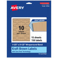 Avery® Kraft Brown Wraparound Band Labels, Sure Feed® Technology, 1.5" x 3.5", 150 Kraft Brown Labels, Print-to-the-Edge, Laser/Inkjet Printable Labels 150 labels
