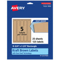 Avery® Kraft Brown Rectangle Labels, Sure Feed® Technology, 9.75" x 1.25", 125 Kraft Brown Labels, Print-to-The-Edge, Laser/Inkjet Printable 125 labels