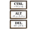 Pinetree Art Motivational Wall Decor for Office, Set of 3 Rustic Wooden Framed Signs, CTRL ALT DEL Inspirational Wall Art for Home Office, Classroom, Desk Wall, Positive Mindset Decor, (6"x12"x3) 6"x12"x3 rusitc