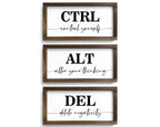 Pinetree Art Motivational Wall Decor for Office, Set of 3 Rustic Wooden Framed Signs, CTRL ALT DEL Inspirational Wall Art for Home Office, Classroom, Desk Wall, Positive Mindset Decor, (6"x12"x3) 6"x12"x3 rusitc