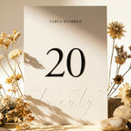 Wedding Table Numbers 1-20, Double-Sided Cards, Embossed Details