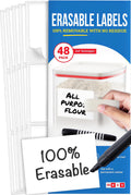 Reusable Dry Erase Labels 3x4 in 48 Pk - Fridge Freezer Storage Bins 3x4" White