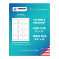 Premium Label Supply White Sticker Square Labels with Bleed – 2" x 2" – Laser/Inkjet Compatible – (12 per Sheet), 100 Sheets – 1,200 Total Adhesive Labels 1,200 Labels
