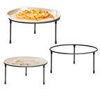 HPC DECOR Set of 3 Black Metal Wire Pizza Pan Riser Stands- Round Pizza Tray Riser Rack - Tabletop Display Racks for Food Platter Tray- Metal Display Stands for Home, Restaurant and Party Black Round Set of 3