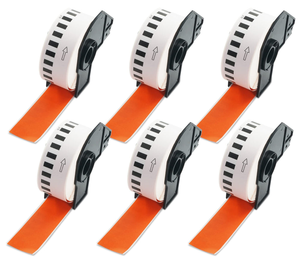 BETCKEY Replace for Brother DK-2210 1.1 inch x 100 ft Red Labels[6 Roll]