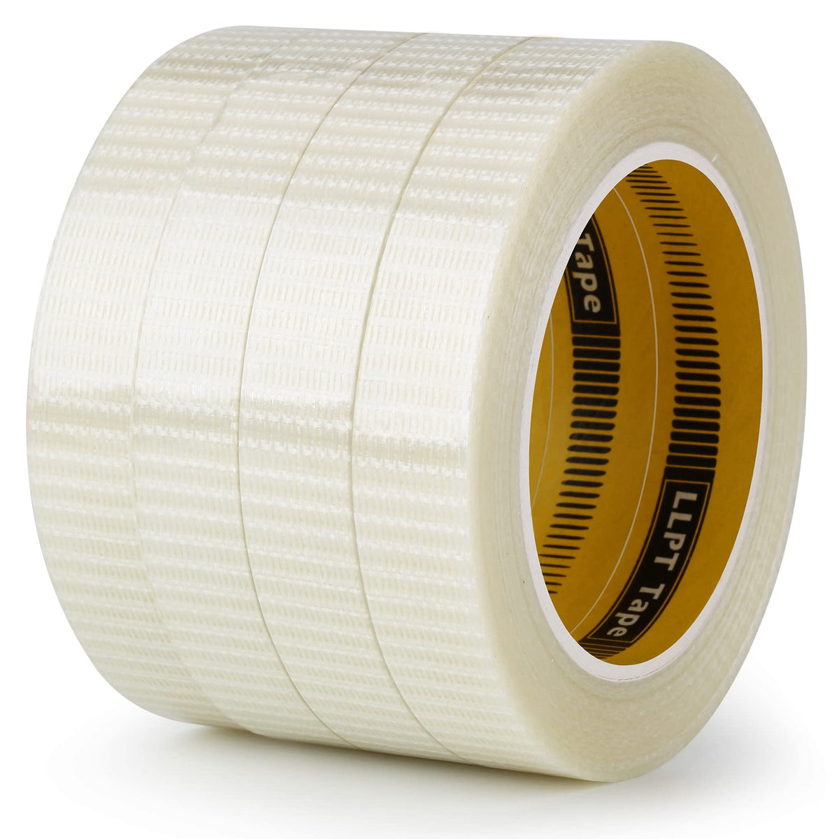 LLPT Filament Strapping Tape Fiberglass Mesh Reinforced 3/4" x 36 Yards Each 6.2 Mil 4 Pack Heavy Duty Packing Tape for Mailing Shipping Boxes Bundling (TGT1933TT04) 3/4" x 36 yds